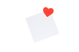 White paper with red hearth shape png