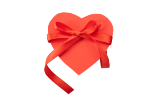 Gift box in heart shape with red ribbon bow png