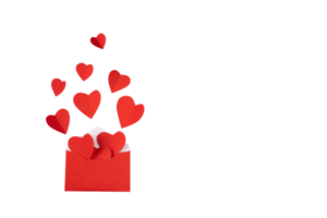 red heart shape out of envelope png