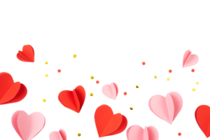 hearts with confetti for frame png