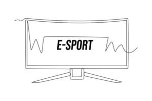 Single one line drawing game screen monitors. E-sports game concept. Continuous line draw design graphic vector illustration.