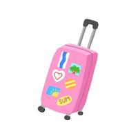 Pinks traveler's suitcase. Vector illustration in cartoon flat style isolated on white background.