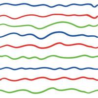 Wave line seamless pattern. Vector illustration isolated on white background. Red, Blue and Green colors.