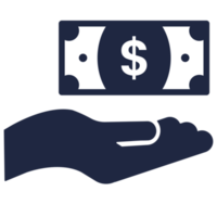 mano sosteniendo dinero icono plano png