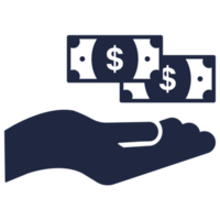 mano que sostiene el icono plano de dinero png