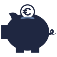 Spardose Sparschwein flach Icon Png Design isolieren