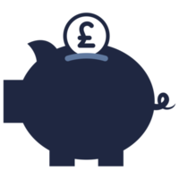 money box piggy bank blue and black color flat icon png