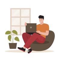 Flat design of working at home. Illustration for website, landing page, mobile app, poster and banner. Trendy flat vector illustration