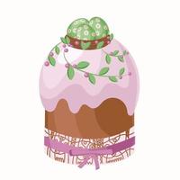 Festive Easter cake. Vector illustration in a flat style isolated on white background.