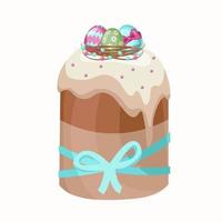 Festive Easter cake. Vector illustration in a flat style isolated on white background.