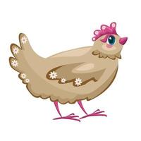 Cute Mom Chicken Vector Icon Illustration. Animal Nature Icon Concept Isolated Premium Vector. Flat Cartoon Style