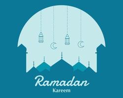 ramadan kareem ilustración plana con linterna vector