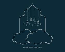 plantilla de arte de línea ramadan kareem vector