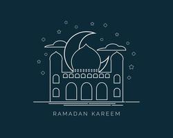 Ramadan Kareem Line Art Simple vector