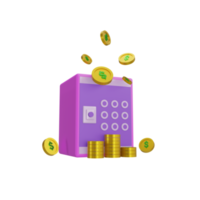 3d geld veilig icoon met transparant achtergrond, perfect voor sjabloon ontwerp, ui of ux en meer. png