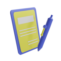 icono de lápiz y documento 3d en un fondo transparente, perfecto para el diseño de plantillas, ui o ux y más.