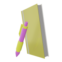 icono de libro y bolígrafo 3d sobre fondo transparente, perfecto para el diseño de plantillas, ui o ux y más. png