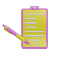 icono de firma de contrato de documento 3d con fondo transparente, perfecto para diseño de plantilla, ui o ux y más. png