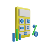 A 3D calculator icon with a transparent background, perfect for template design, UI or UX and more. png