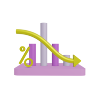 3d finanziario grafico icona su trasparente sfondo, Perfetto per modello disegno, ui o UX e di più. png