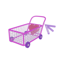 Ícone de carrinho de compras 3D com fundo transparente, perfeito para design de modelo, interface do usuário ou ux e muito mais. png