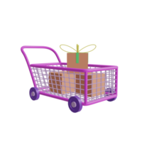 3d boodschappen doen kar icoon met transparant achtergrond, perfect voor sjabloon ontwerp, ui of ux en meer. png