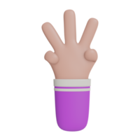 3D-Hand-Pose-Symbol mit transparentem Hintergrund, perfekt für Template-Design, ui oder ux und mehr. png