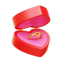 caixa de anel de amor 3d, ilustração 3d dos namorados png