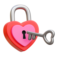 3d Love Padlock and Key, Valentine 3d illustration png