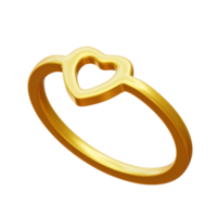 3d gyllene kärlek ringa, valentine 3d illustration png