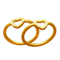 3d Golder Couple Rings, Love rings, Valentine 3d illustration png