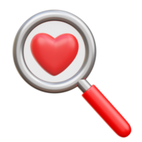 3d Find Love Magnifier, Valentine 3d illustration png