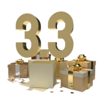 die 3.3 und die goldene Geschenkbox png image