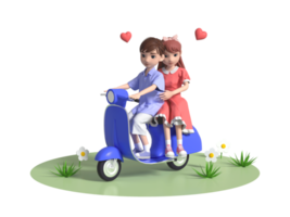 3D rendering cartoon couple character image png