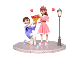 3D rendering cartoon couple character image png