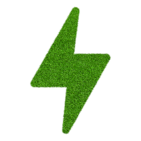 ícone de flash de iluminação de parafuso feito de grama verde isolada em arquivo png de fundo transparente.