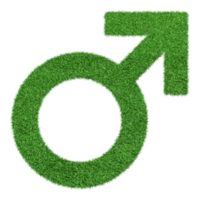 Gender Icon made from Green grass isolated on transparent background PNG file.