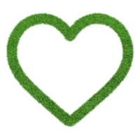 Heart icon made from Green grass isolated on transparent background PNG file.