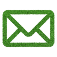 email icon made from Green grass isolated on transparent background PNG file.