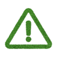 Exclamation icon made from Green grass isolated on transparent background PNG file.