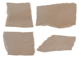 Set of Brown ripped piece of paper isolated on transparent background PNG file