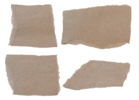 Set of Brown ripped piece of paper isolated on transparent background PNG file