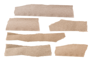 Set of Brown ripped piece of paper isolated on transparent background PNG file