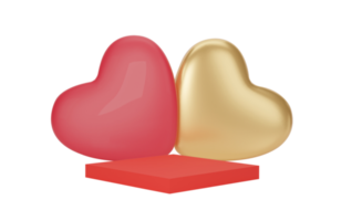 3D Heart with podium stand to show product display Isolated on transparent background PNG file format.