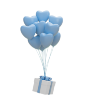 3d rendering. Gift box with balloon heart isolated on transparent background PNG file