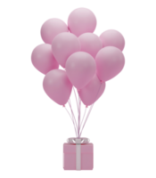 3d rendering. Gift box with balloon isolated on transparent background PNG file