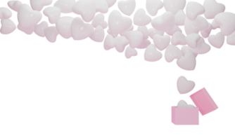 Gift box open white balloon heart float isolated on transparent background PNG file. 3d rendering