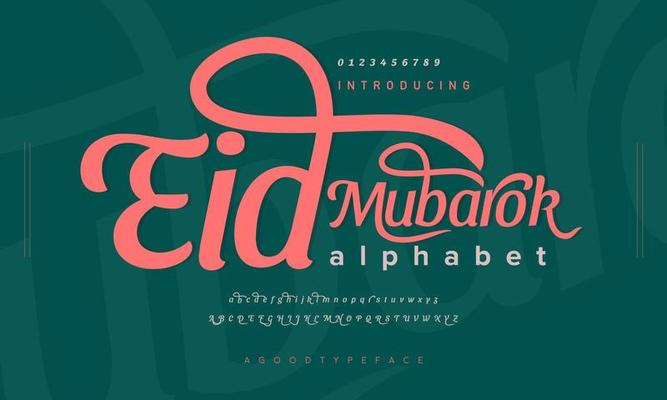Eid mubarok creative alphabet, Islamic font luxury typography