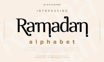 Ramadán tipografía de lujo fuente islámica tipo de letra vector