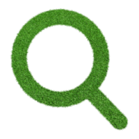 icono de búsqueda hecho de hierba verde aislado en un archivo png de fondo transparente.